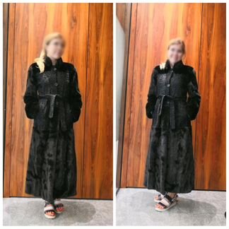 Шуба натуральная норка + свакара длинная