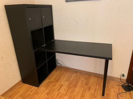 Стеллаж со столом IKEA kallax черный