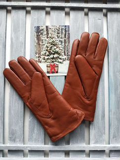 Перчатки женские зимние кожа на мутоне рыжего цвет
