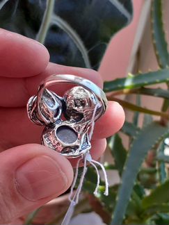 Кольцо с кианитом и жемчугом