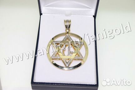 Золотая Подвеска кулон с бриллиантами звезда Давид