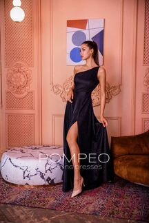 Вечернее блестящее платье на одно плечо