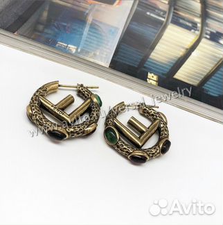 Серьги диаметр 2.5 см. Fendi