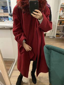 Винтажное пальто с натуральным Воротником