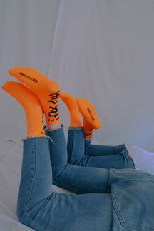 Носки высокие с иероглифами