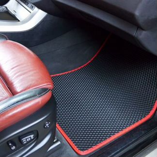 Коврики в салон Volkswagen Чёрные с красным кантом