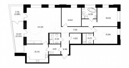 4-к квартира, 158.8 м², 13/19 эт.