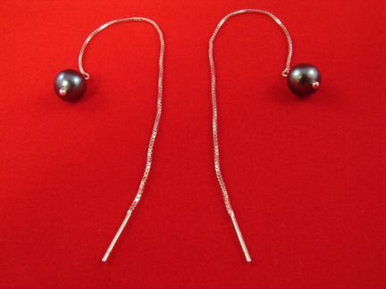 Серьги Синий жемчуг (серебро 925)