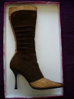 Теплые сапоги кожа замша мех на оч стройную ногу