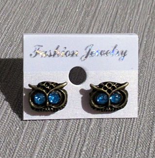 Совы голубоглазые. Серьги пуссеты Fashion Jewelry