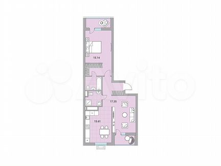 2-к квартира, 70.5 м², 13/24 эт.