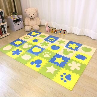 Коврик детский пазлы EVA, новый, зел-синий