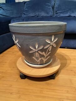 Горшок керамический высокий + подставка